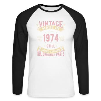50th Birthday Vintage 1974 Classic Birthday 50 Yea - Unisex Long Sleeve Baseball T-Shirt - white/black - Front - Nik (191cm)