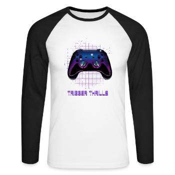 Gamers Video Gaming Geek Console Game Controller - Unisex Baseballshirt langarm - Weiß/Schwarz - Vorne - Nik (191cm)