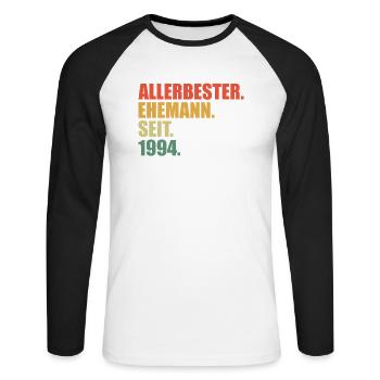 Best husband since 1994 30th wedding anniversary - Unisex Long Sleeve Baseball T-Shirt - white/black - Front - Nik (191cm)