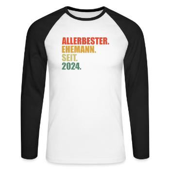 Bester Ehemann seit 2024 1.Hochzeitstag - Unisex Baseballshirt langarm - Weiß/Schwarz - Vorne - Nik (191cm)