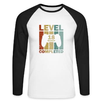 18e anniversaire mars Vintage 2006 idée cadeau - T-shirt baseball manches longues Homme - blanc/noir - Devant - Nik (191cm)