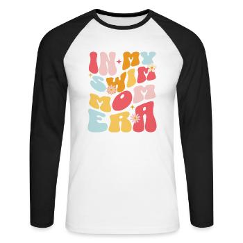 In my swim mom era - Unisex Baseballshirt langarm - Weiß/Schwarz - Vorne - Nik (191cm)