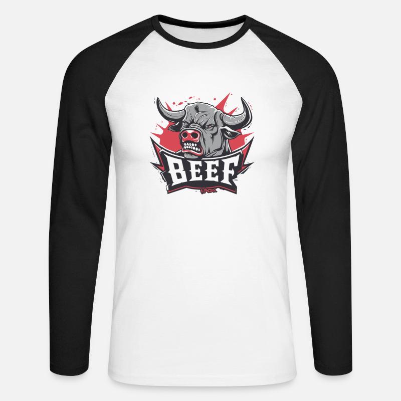 Wütende Kuh oder Stier: Streit - Unisex Baseballshirt langarm - Weiß/Schwarz