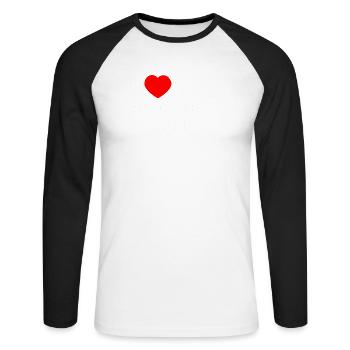 i love my hot asian boyfriend - Unisex Baseballshirt langarm - Weiß/Schwarz - Vorne - Nik (191cm)