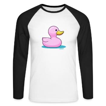 A Candy-Colored Bathtubs Rubber Duck - Unisex Long Sleeve Baseball T-Shirt - white/black - Front - Nik (191cm)