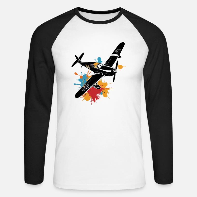 Modellflugzeug Pilot Flugzeug Hobby Design - Unisex Baseballshirt langarm - Weiß/Schwarz