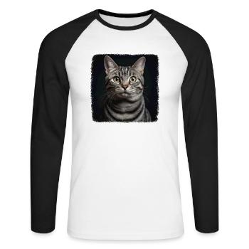 Cat Cats American Shorthair - Unisex Long Sleeve Baseball T-Shirt - white/black - Front - Nik (191cm)