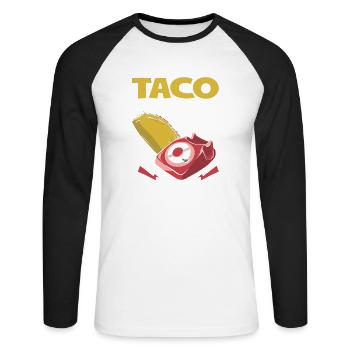 Taco Lover Food Quote Taco - Unisex Long Sleeve Baseball T-Shirt - white/black - Front - Nik (191cm)