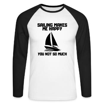 Sailing, Sailing, Sailboat, Sailing Ship, Sailing - Unisex Long Sleeve Baseball T-Shirt - white/black - Front - Nik (191cm)