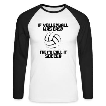 Volley-ball cadeau Volley-ball joueur de beach-volley - T-shirt baseball manches longues Homme - blanc/noir - Devant - Nik (191cm)