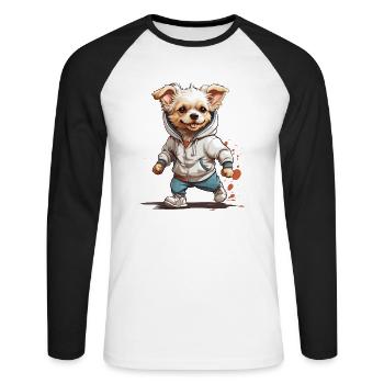 Dog Streetwear Jogging Aesthetic Fitness Style - Unisex Long Sleeve Baseball T-Shirt - white/black - Front - Nik (191cm)