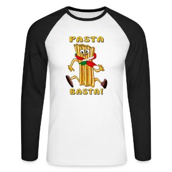 PASTA BASTA - Unisex Long Sleeve Baseball T-Shirt - white/black - Front - Nik (191cm)