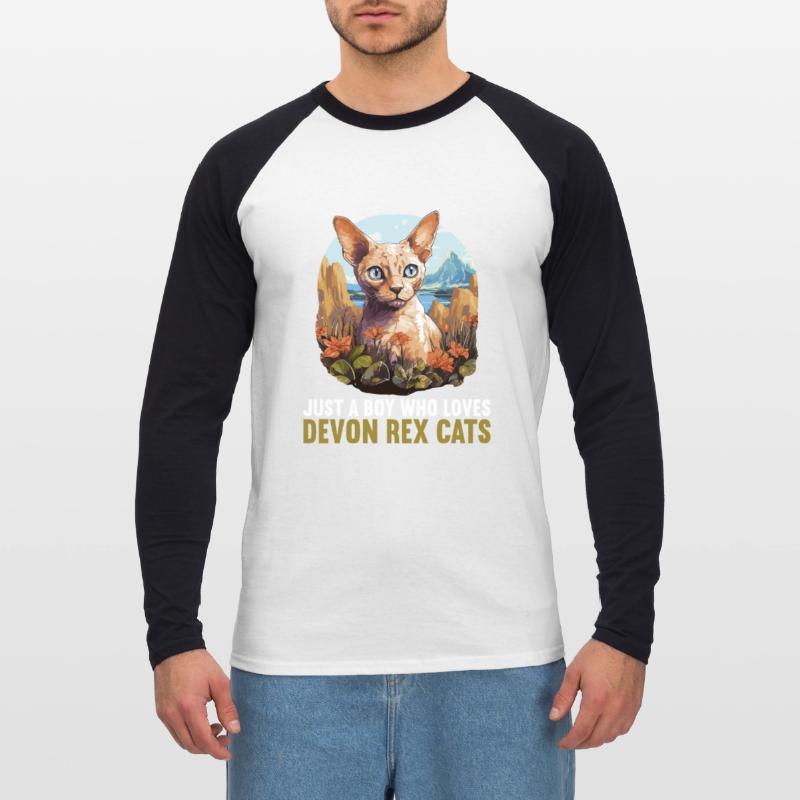 Chaton Devon Rex Chat Devon Rex T-shirt baseball manches longues Homme