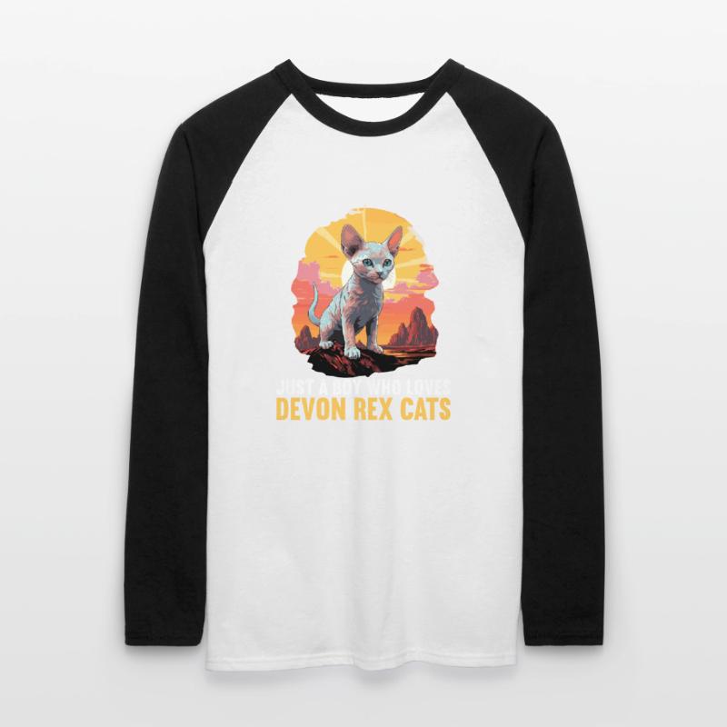 Chaton Devon Rex Chat Devon Rex T-shirt baseball manches longues Homme