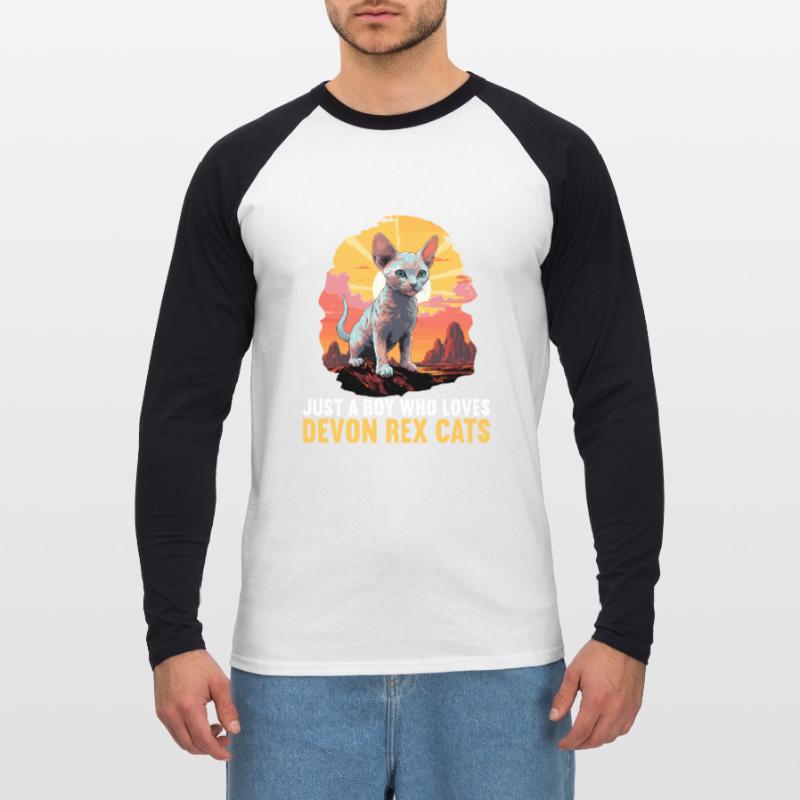 Chaton Devon Rex Chat Devon Rex T-shirt baseball manches longues Homme