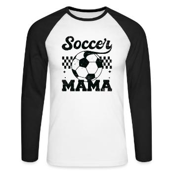 Football Maman Détresse Fête des Mères Maman - T-shirt baseball manches longues Homme - blanc/noir - Devant - Nik (191cm)