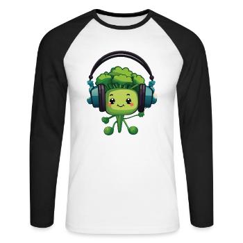 Bubatz - DJ - Musik - Legalize it - Brokkoli - Unisex Baseballshirt langarm - Weiß/Schwarz - Vorne - Nik (191cm)