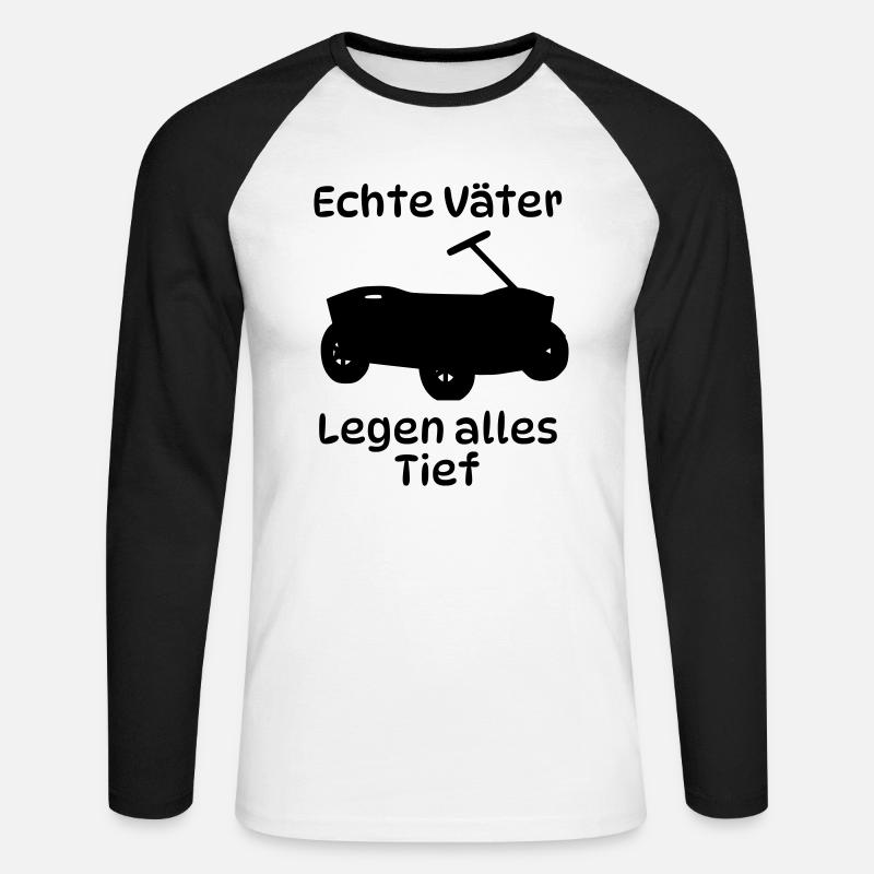 Echte Väter Tief - Unisex Baseballshirt langarm - Weiß/Schwarz