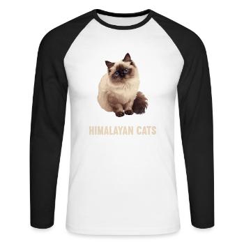 Chat de l’Himalaya Colourpoint Katze - T-shirt baseball manches longues Homme - blanc/noir - Devant - Nik (191cm)