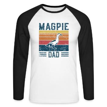 Entendad - Vintage Magpie - Unisex Long Sleeve Baseball T-Shirt - white/black - Front - Nik (191cm)