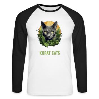Korat Chaton Korat Chat - T-shirt baseball manches longues Homme - blanc/noir - Devant - Nik (191cm)