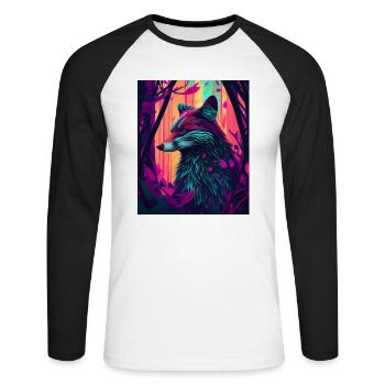 Funky Forest Fox - Unisex Long Sleeve Baseball T-Shirt - white/black - Front - Nik (191cm)