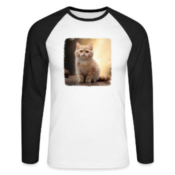 Munchkin Kätzchen Munchkin Katze - Unisex Baseballshirt langarm - Weiß/Schwarz - Vorne - Nik (191cm)