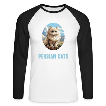 Persian Cat Perserkatze - Unisex Baseballshirt langarm - Weiß/Schwarz - Vorne - Nik (191cm)