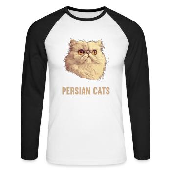 Persian Cat Perserkatze - Unisex Baseballshirt langarm - Weiß/Schwarz - Vorne - Nik (191cm)