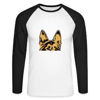 Ears Up System Armed German Shepherd Dog Mom Dad - Unisex Baseballshirt langarm - Weiß/Schwarz - Vorne - Nik (191cm)