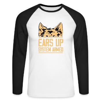 Ears Up System Armed Dog Mom Dad German Shepherd - Unisex Baseballshirt langarm - Weiß/Schwarz - Vorne - Nik (191cm)