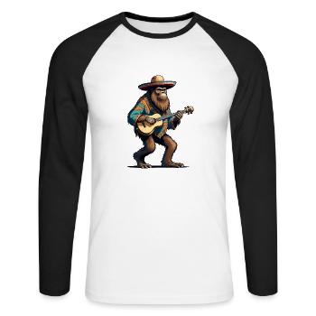 Bigfoot Mexikanischer Mariachi Gitarrist Fiesta - Unisex Baseballshirt langarm - Weiß/Schwarz - Vorne - Nik (191cm)