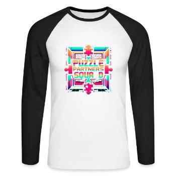 Puzzle Partners Escouade 2 - T-shirt baseball manches longues Homme - blanc/noir - Devant - Nik (191cm)
