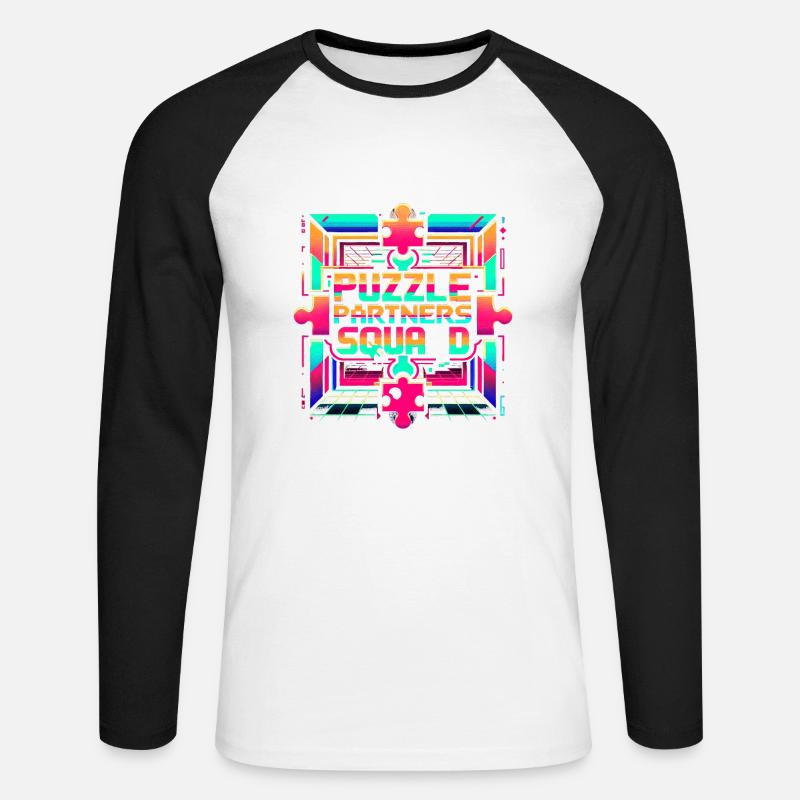 Puzzle Partners Squad 2 - Unisex Baseballshirt langarm - Weiß/Schwarz
