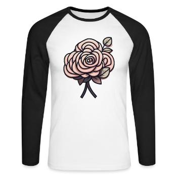rose - Unisex Baseballshirt langarm - Weiß/Schwarz - Vorne - Nik (191cm)