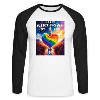 COEUR NAISSANCE HEUREUSEGAY MA FILLE - T-shirt baseball manches longues Homme - blanc/noir - Devant - Nik (191cm)