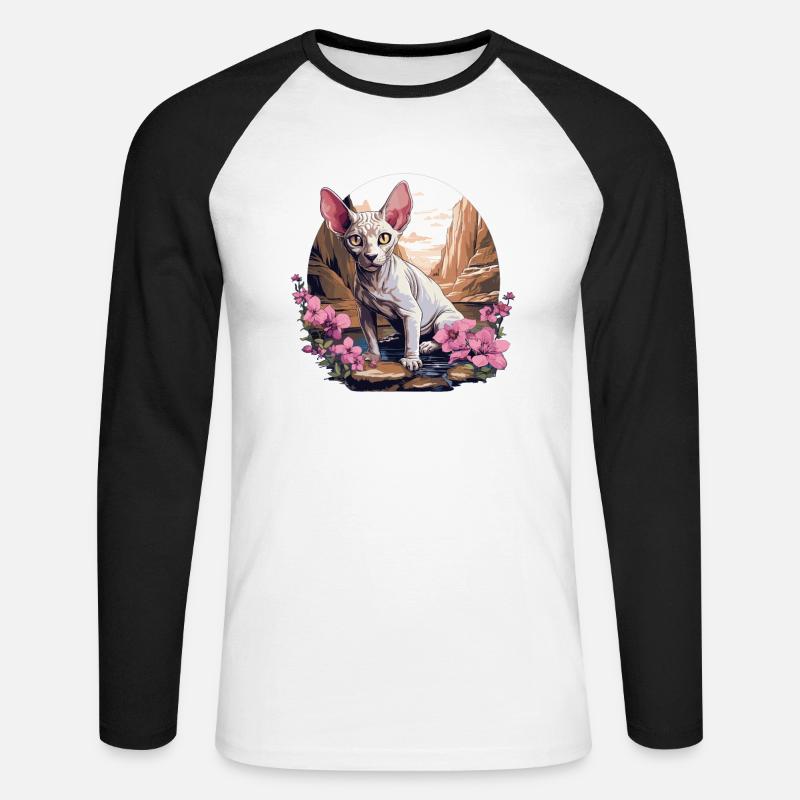 Sphynx Kätzchen Sphynx Katze - Unisex Baseballshirt langarm - Weiß/Schwarz