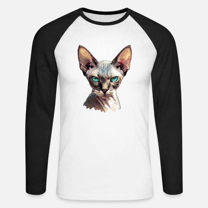 Sphynx Kätzchen Sphynx Katze - Unisex Baseballshirt langarm - Weiß/Schwarz