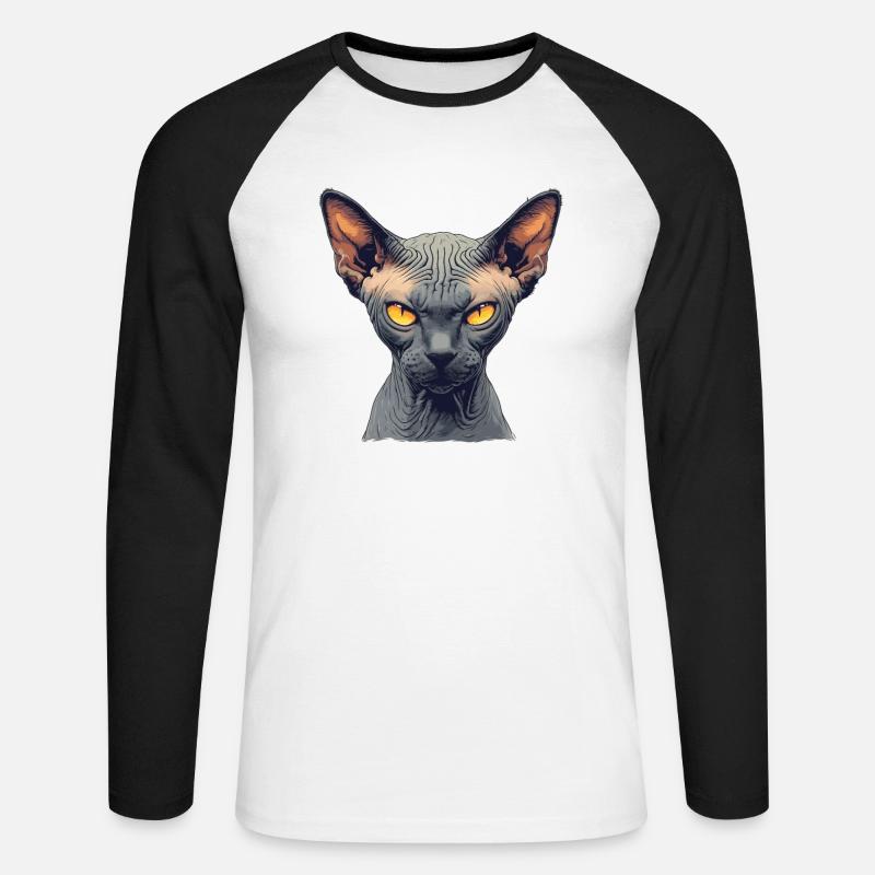 Sphynx Kätzchen Sphynx Katze - Unisex Baseballshirt langarm - Weiß/Schwarz