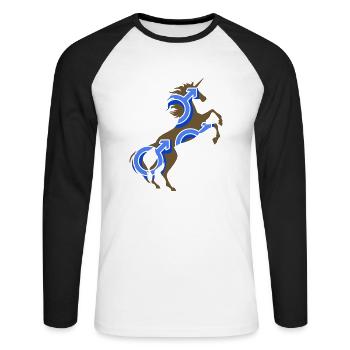 Symbole masculin T-Shirt Licorne Jeu de mots Licorne Magique - T-shirt baseball manches longues Homme - blanc/noir - Devant - Nik (191cm)