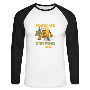 Je suis un homme simple, j’aime les campeurs de camping - T-shirt baseball manches longues Homme - blanc/noir - Devant - Nik (191cm)