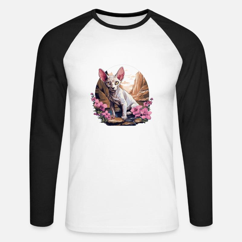 Sphynx Kitten Sphynx Cat - Unisex Long Sleeve Baseball T-Shirt - white/black