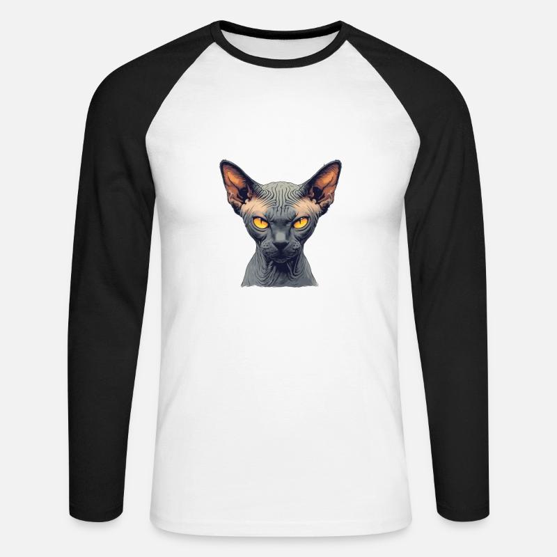 Sphynx Kätzchen Sphynx Katze - Unisex Baseballshirt langarm - Weiß/Schwarz