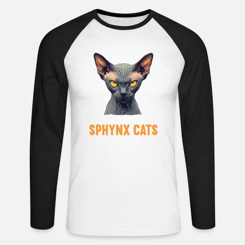 Sphynx Kätzchen Sphynx Katze - Unisex Baseballshirt langarm - Weiß/Schwarz