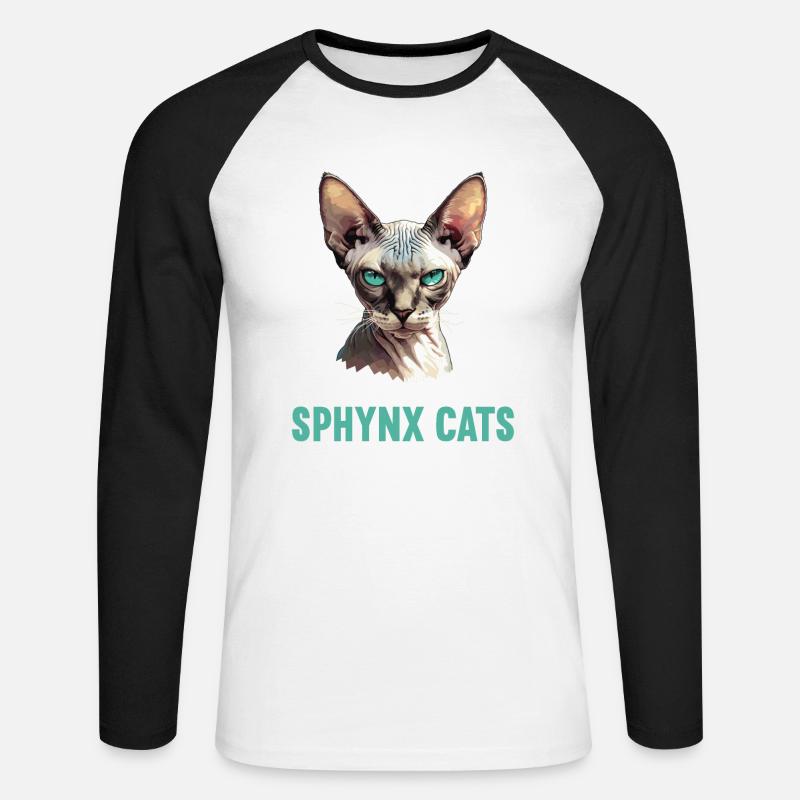 Sphynx Kätzchen Sphynx Katze - Unisex Baseballshirt langarm - Weiß/Schwarz