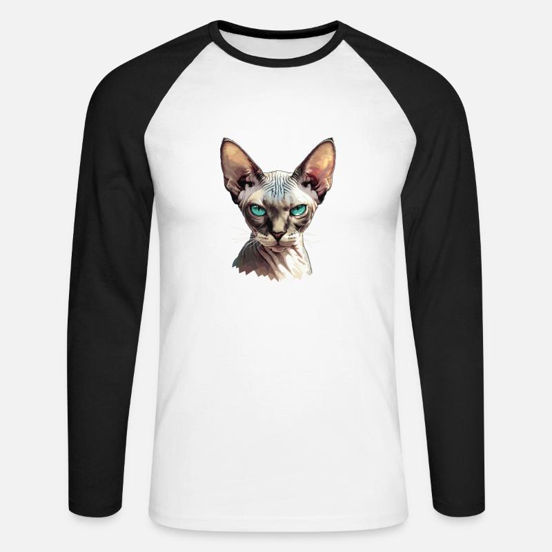 Sphynx Kätzchen Sphynx Katze - Unisex Baseballshirt langarm - Weiß/Schwarz