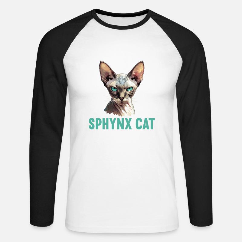 Sphynx Kätzchen Sphynx Katze - Unisex Baseballshirt langarm - Weiß/Schwarz