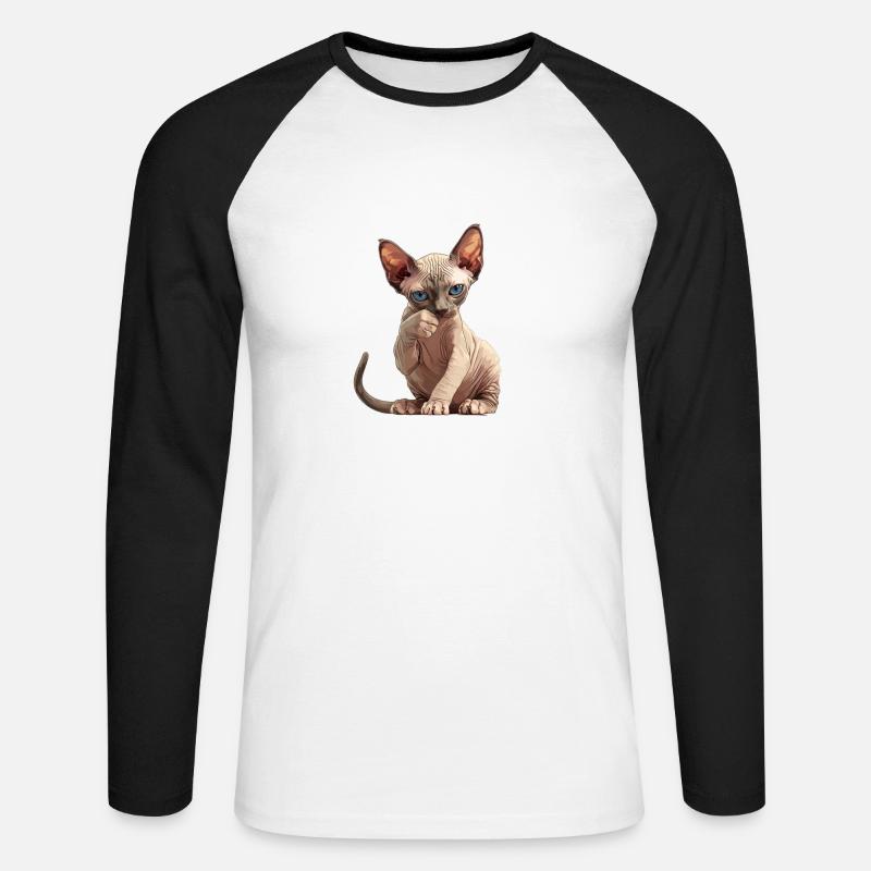 Sphynx Kätzchen Sphynx Katze - Unisex Baseballshirt langarm - Weiß/Schwarz