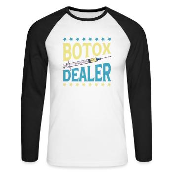 Revendeur de Botox 11 - T-shirt baseball manches longues Homme - blanc/noir - Devant - Nik (191cm)
