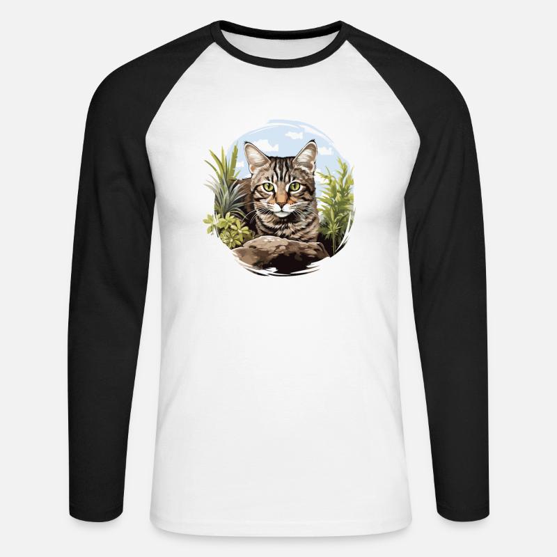Tabby Kätzchen Tabby Katze - Unisex Baseballshirt langarm - Weiß/Schwarz